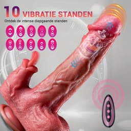 LoveVlijt - Vibrerende Dildo met Tongfunctie en Afstandsbediening - 10 Vibratiestanden en 3 Stootstanden - XXXL Dildo - Stotende Oplaadbare Dildo - Levensechte Realistische Dildo - Verwarmingsfunctie en Zuignap - Seksspeeltje voor Mannen en Vrouwen — thumbnail 2