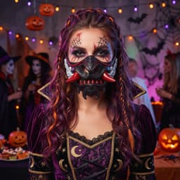Ademende Japanse damesmaskers voor cosplay en feestjes met elastische band en kunststof ontwerp — thumbnail 2
