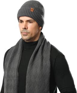 Handschoenen voor heren, 3-delige set, winter, warm, zachte set met touchscreen-handschoenen, muts en sjaal, ideaal cadeau voor heren, Kerstmis of verjaardag — thumbnail 2