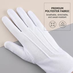 Handschoenen, XL, ceremoniehandschoenen van polyester, voor formele smoking, sieradeninspectie, tovenaarskostuum en militaire parade, comfortabel en rekbaar — thumbnail 5