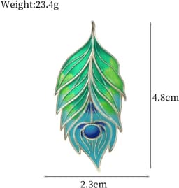 Zinklegering Emaille Pauw Veer Broche Turquoise Blad Spelden Sieraden Tassen Pakken Jassen — thumbnail 4