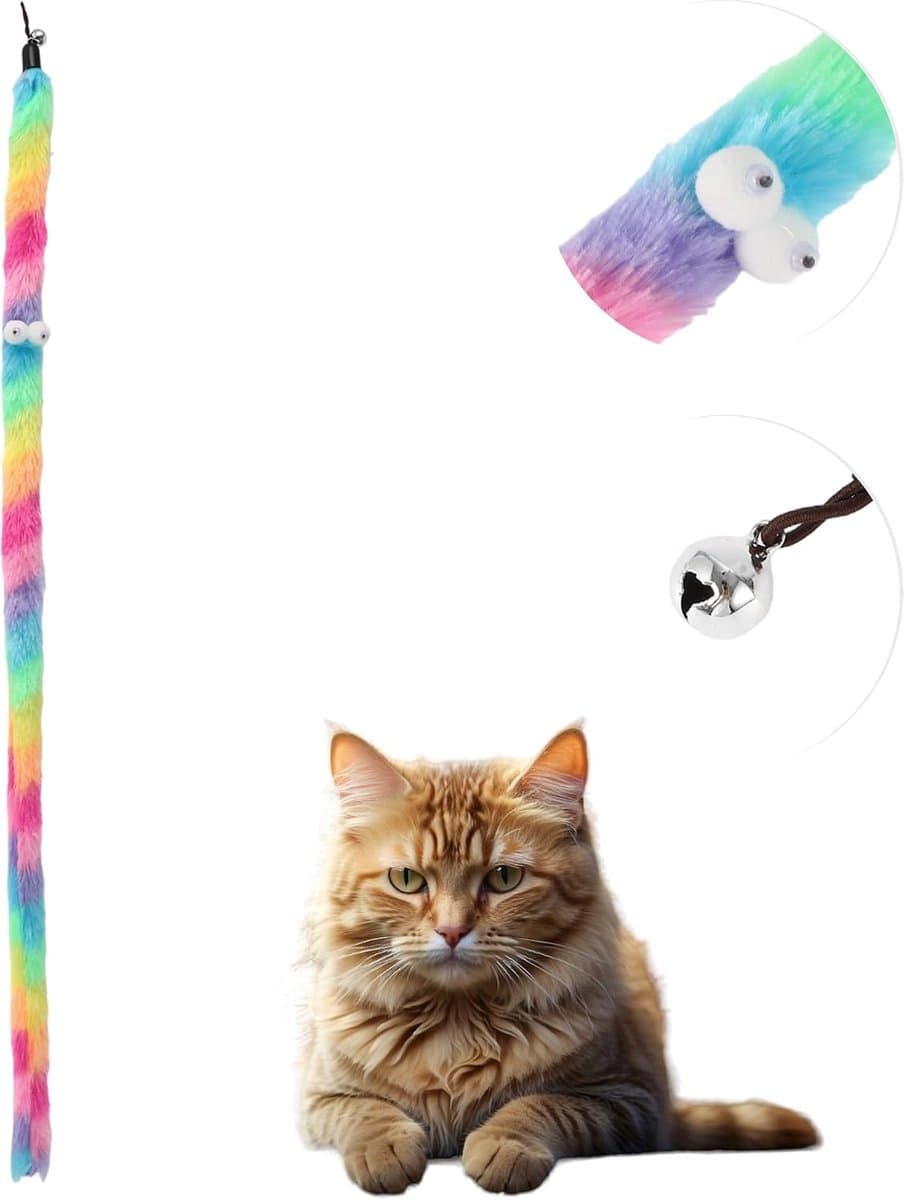 Toverstaf voor katten, vervanging, navulaccessoires voor kattenstok, regenboog-2 — afbeelding 1