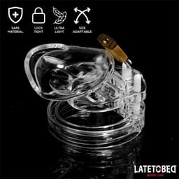 LATETOBED BDSM LINE Chastity Penis Cage Short Clear - Transparante Korte Peniskooi - Kuisheidskooi Kort — thumbnail 3