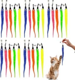 25 stuks vervangend aas voor kattenhengel, interactief kattenspeelgoed voor zelfbezigheid, kleurrijke worm-hangerset voor wandspeelgoed, 5 kleuren zeepaardjeswormen voor kittens jachtinstinct training — thumbnail 1