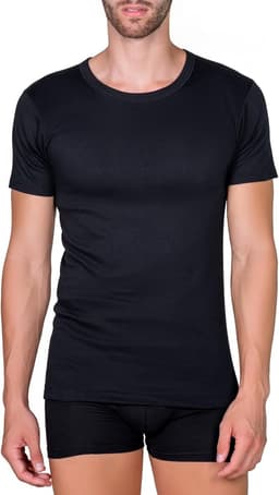 Herenshirt met halve mouwen, ronde hals, katoen, warm, robuust, gemaakt in Italië, art. 485 — thumbnail 1