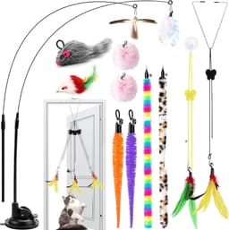 Kattenhengel met veren en zuignap, interactief kattenspeelgoed en kattenspeelgoed, zelfbezigheid — thumbnail 1