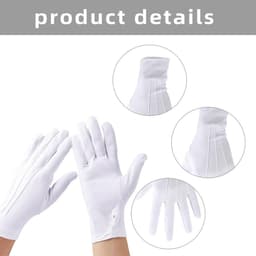 Handschoenen, witte handschoenen heren voor formele smokings, sieradeninspectie, wit, Kein — thumbnail 2