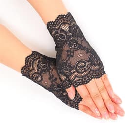 Handschoenen zonnebrandcrème handschoenen kant halve vinger handschoenen vingerloze kanten handschoenen kort garen mesh hand sok handschoenen (zwarte dunne handschoenen 1) — thumbnail 2