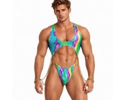 jumpsuit heren - Kettingen en handboeien - Bodysuit - Gekleurd