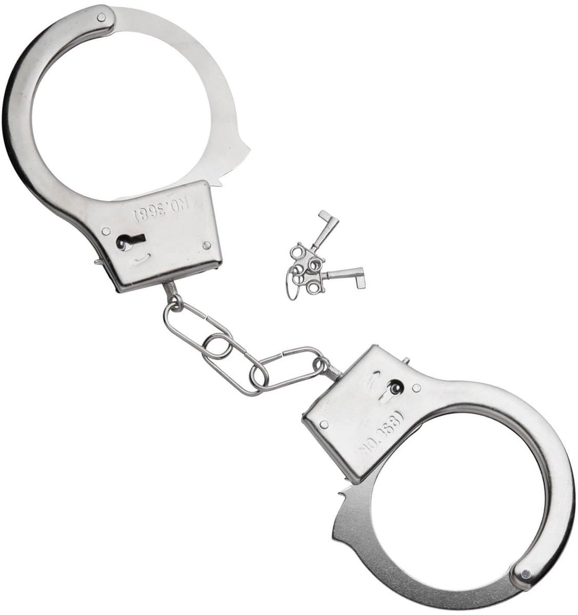Handboeien - Politie handboeien - Hand cuffs - Vastbinden - Politie outfit - Verkleedkleding - Inclusief 2 sleuteltjes - Zilverkleurig - Jonyx — afbeelding 1