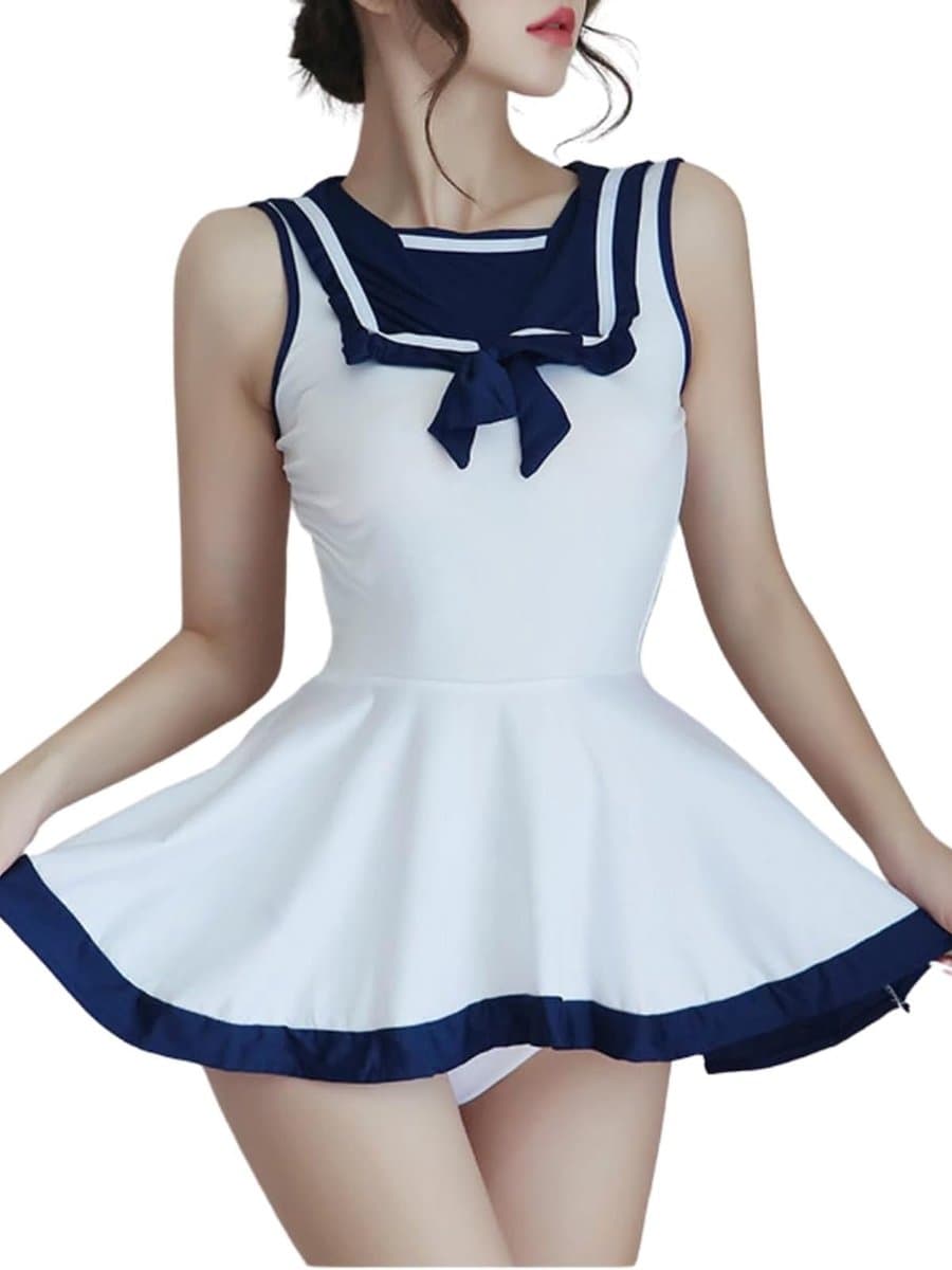 Dailygoods- Matrozen Kostuum - Sexy Lingerie - Rollenspel Outfit - Mini-Lengte Jurk - Zachte/Ademende Stof - Perfect voor Themafeesten - Sailor Outfit — afbeelding 1