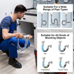 SnelShoppen - Pipe Cleaning Spiral Drain Cleaner 5m x 6mm - Universele Spiral Drainbuis Cleaner voor Hardnekkige Verstoppingen van Hoogwaardig Carbons — thumbnail 5