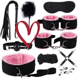10-Delige Roze Nylon Verstelbare Lifestyle-Set Met Comfortabele Accessoires, Cadeau Voor Koppels - Q — thumbnail 1