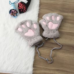 Fleece Gloves Women Cat Paw Gloves Fingerless Faux Fur Winter Warm Fingerless Gloves Cute Cosplay Gloves Cartoon - ShopVlot — thumbnail 3