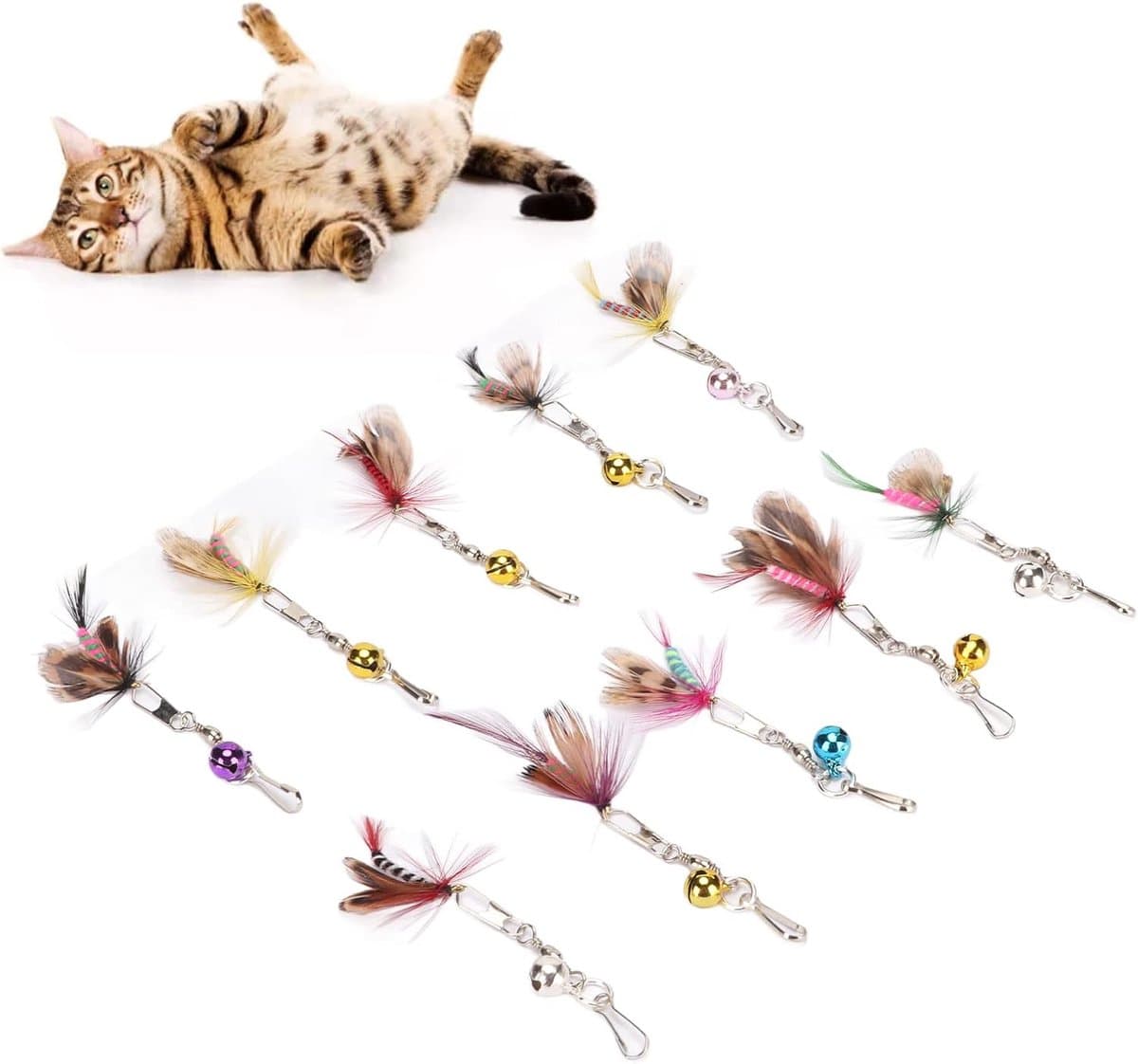 Feather Toy-navullingen - 10st Natuurlijke Veer Vervangende Teasers Om Het Jachtinstinct Van Uw Kat Aan Te Wakkeren — afbeelding 1