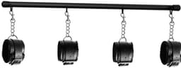 Adultshop - Luxe spreidstang met 4 boeien - BDSM Spreader Bar voor Enkels en Polsen | Zwart PU Leder - Kinky — thumbnail 1