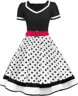 50's Stijl A-Lijn Dames Jurk met Afneembare Gordel - Perfect voor Feestjes, Cocktail en Festivals — thumbnail 1