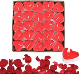 50 Hartvormige Theelichthouders en 1000 Zijden Rozenblaadjes Set voor Valentijnsdag Bruiloft — thumbnail 1
