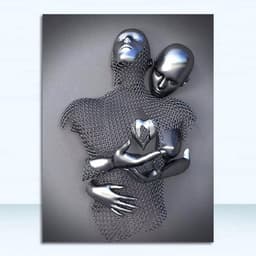 Abstracte Canvasprint Set van 3 - Romantisch Portret in Grijstinten - Modern Wanddecor voor Woonkamer en Slaapkamer - 21 x 30 cm — thumbnail 3
