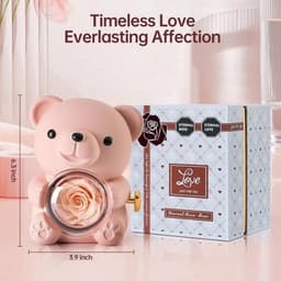 Romantische teddybeer met geconserveerde roos en hartvormige halsketting - Perfect cadeau voor Valentijnsdag, Moederdag en bruiloften — thumbnail 3