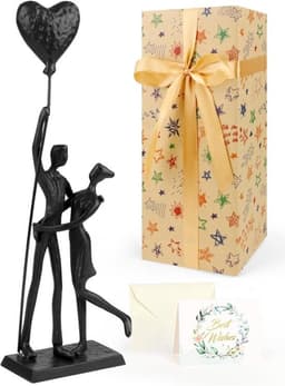 Romantisch IJzeren Sculptuur Paar - Handgemaakt Metalen Standbeeld voor Liefde en Huwelijksgeschenken — thumbnail 1