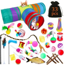 33-delige kattenspeelgoedset met kattentunnel, kattenspeelgoed, variety pack voor Kitty katten — thumbnail 2