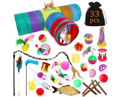 33-delige kattenspeelgoedset met kattentunnel, kattenspeelgoed, variety pack voor Kitty katten