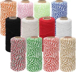 12 Stks 12 Kleuren 164 Voet/50 M Katoen Touw String Assortiment Kit Twine Bakers String Katoen Bakkers Lint Slagers Snaren voor DIY Ambachten Gift Wrapping Woondecoratie — thumbnail 1
