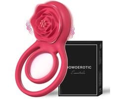 DOWO® - Vibrerende Cockring - met Roos Clitoris Stimulator - Cockring Vibrerend - Penisring - Cock Ring Siliconen - Sex toys - Seksspeeltje voor Mannen