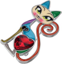 Bloemen kat emaille broche voor dames — thumbnail 2