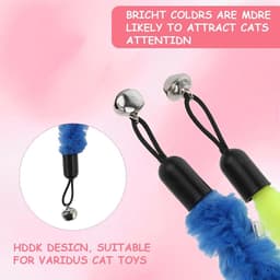 Speelhengel met veren, kattenstok, kattenspel met veren, interactief speelgoed, 2 grappige intrekbare kattenstokjes en 9 reserveveren teaser met bel, 11 stuks — thumbnail 5