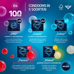 MY.SIZE 100 Condooms 64 mm Megaset Classic+Mix+Pro I Maat 1 I 100 stuks voordeelverpakking I Extra dun Premium condoom I Zeer dun gevoelig I Dunne wand I Vegan condooms I Condooms voor mannen — thumbnail 3