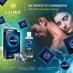 Voordeelverpakking MY.SIZE-condooms 49 mm, pak van 10 + MY.SIZE natuurlijk glijmiddel 100 ml + MY.SIZE-massagekaars — thumbnail 2