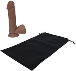 Sensationsdeluxe - Realistische Dildo met balzak - 18 cm - Dildo met zuignap - Beige -Sex speeltje voor Mannen Anaal - en voor Vrouwen en man - Dildo Zakje — thumbnail 1