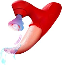 Likkende Tong Vibrator voor Vrouwen, Clitorisstimulator met Zuigfunctie, 10 Likstanden & 10 Zuigstanden, Siliconen, Waterdicht en Oplaadbaar — thumbnail 1