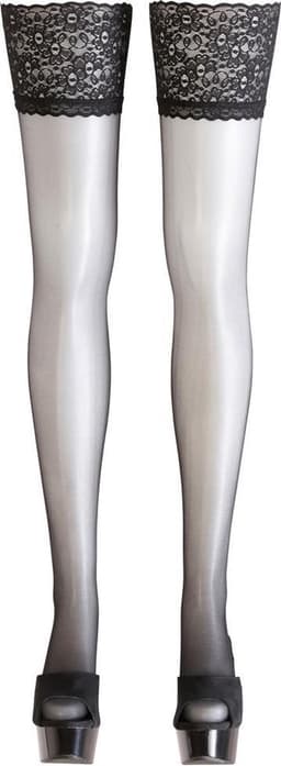 Cottelli Collection ‚Äì Zelf Dragende Kousen met Kanten Rand voor Sexy Look ‚Äì Maat L ‚Äì Zwart — thumbnail 3