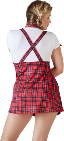 Cottelli Plus Size –  Schoolmeisje Outfit met Stropdas voor Sexy Rollenspel – Maat L – Rood — thumbnail 5