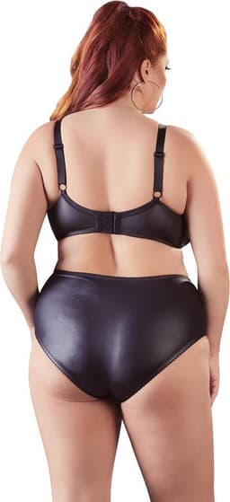 Cottelli Plus Size – Wetlook Kanten Lingerie Set met Transparante Motieven en Verstelbare Hals Bandjes – Maat 85F/L – Zwart — thumbnail 5