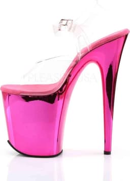 Pleaser - FLAMINGO-808 Sandaal met enkelband, Paaldans schoenen - Paaldans schoenen - 37 Shoes - Roze/Transparant — thumbnail 3