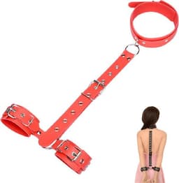 WiseGoods - Erotische Nekriem Met Handboeien - Seks Handboeien - SM Bondage - Sex Toys - Seksspeeltjes Voor Koppels - Rood — thumbnail 1