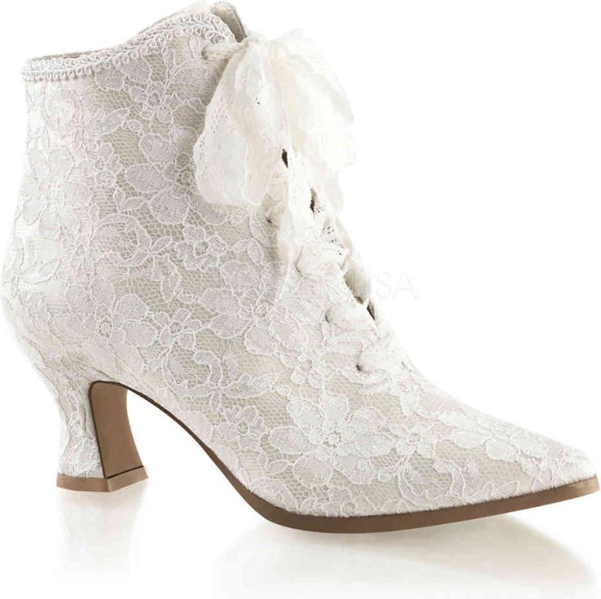 EU 39 = US 9 | VICTORIAN-30 | 2 3/4 Flaired Heel Lace Up Ankle Bootie w/Lace Overlay — afbeelding 1