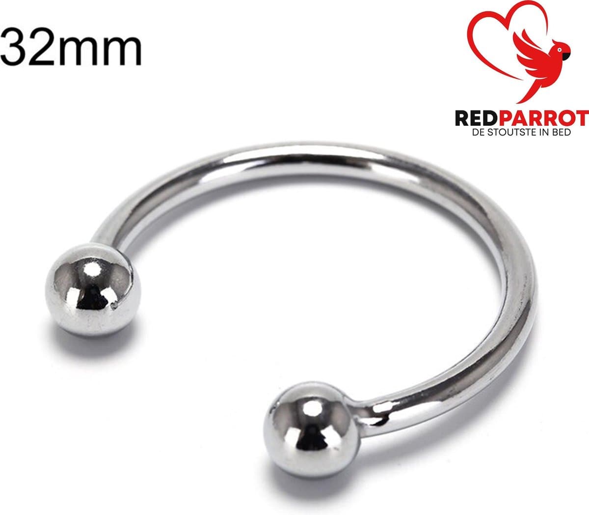 Eikelring RVS - 32MM – Met Kogeluiteinden – Intiem Accessoire – Staal — afbeelding 1