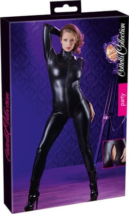 Cottelli Collection – Extravagante Catsuit met Lange Mouwen en Rits voor een Kinky Uitstraling – Maat S – Zwart — thumbnail 7