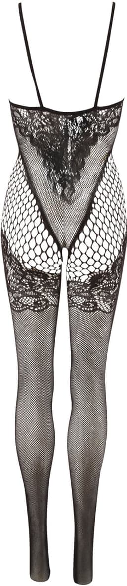 Mandy Mystery Line – Catsuit met Kanten Motief op Borsten en Dijen Open Kruis Ontwerp – One Size - Zwart — thumbnail 3