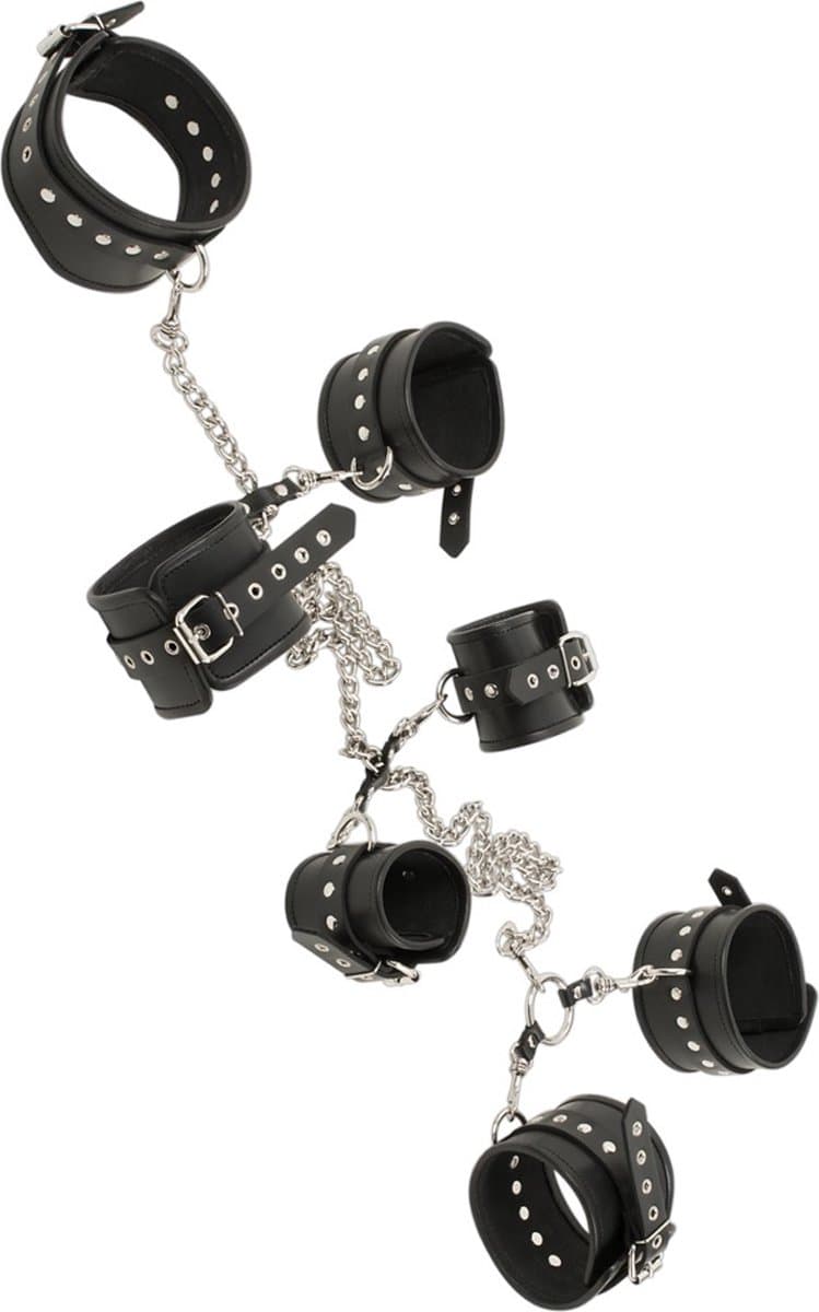 Zado – Zeer Hoogwaardige Bondage Harnas met Complete Verstelbare Boeien Set en Halsband – Zwart — afbeelding 1
