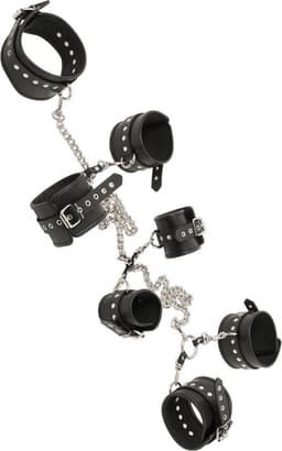 Zado – Zeer Hoogwaardige Bondage Harnas met Complete Verstelbare Boeien Set en Halsband – Zwart — thumbnail 1