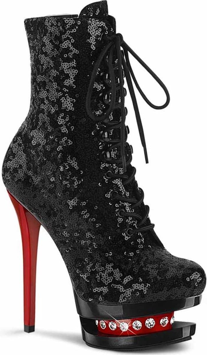 Pleaser - BLONDIE-R-1020 Plateau Laarzen, Paaldans schoenen - Paaldans schoenen - 35 Shoes - Zwart/Rood — afbeelding 1