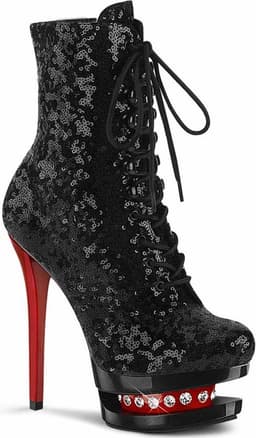 Pleaser - BLONDIE-R-1020 Plateau Laarzen, Paaldans schoenen - Paaldans schoenen - 35 Shoes - Zwart/Rood — thumbnail 1