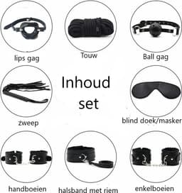 Erodit® Double gag bondage set zwart - 8 delige set- verstelbare riemen - bondage- SM -seks speeltje - BDSM - beginners- koppels - erotisch spel - diepe penetratie- Sex spel - Erotiek- Seks speeltjes koppels - Mannen - Vrouwen — thumbnail 2