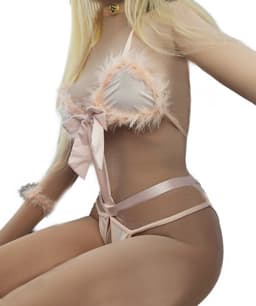 BamBella ® Sexy Cosplay Rollenspel kleding - Onesize - outfit dames Sex kitten kat pak Wit — thumbnail 2